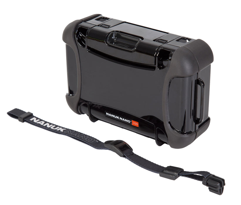 Nanuk 330-0001 Nano 330 Water-Resistant Black Polycarbonate with PowerClaw Latches 6.70" L x 3.80" W x 1.90" H Interior Dimensions Includes Carry Strap