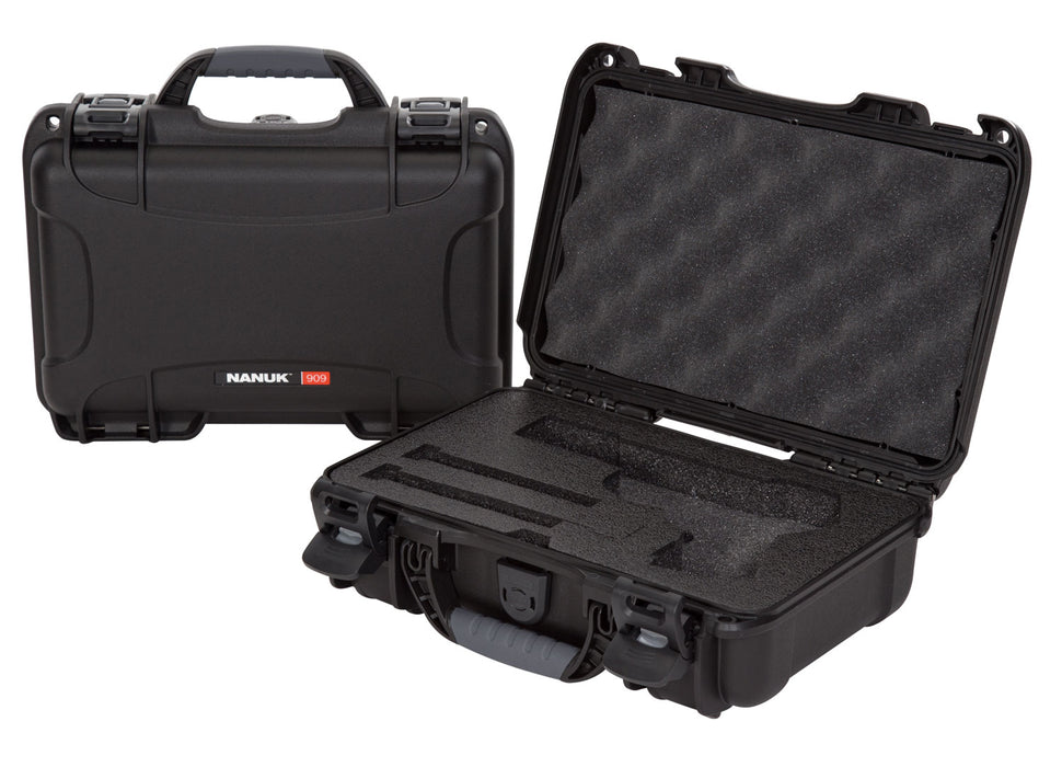 Nanuk 909CLASG1 909 Classic Gun Case Waterproof & Airline Approved Black Polyethylene w/ Closed-Cell Foam 11.44" L x 7" W x 3.68" H Interior Dimensions