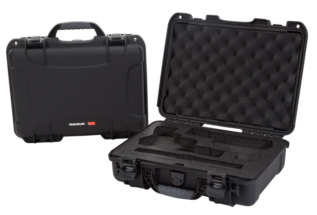 Nanuk 910CLASG1 910 Classic 2 Up Pistol Case Black Polymer w/ Latches & Closed-Cell Foam Padding 13.20" L x 9.20" W x 4.10 " H Interior Dimensions