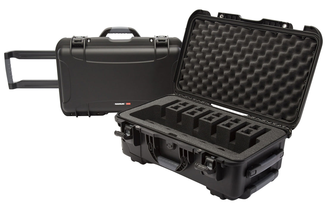 Nanuk 9356UP1 935 6 Up Pistol Case Black Polymer w/ Closed-Cell Foam Padding 22" L x 14" W x 9" H Interior Dimensions