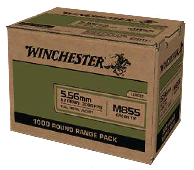 Winchester Ammo WM8551000 USA M855 Green Tip 5.56x45mm NATO 62 gr Full Metal Jacket (FMJ) 1000 Per Box/1 Cs Sold By The Case