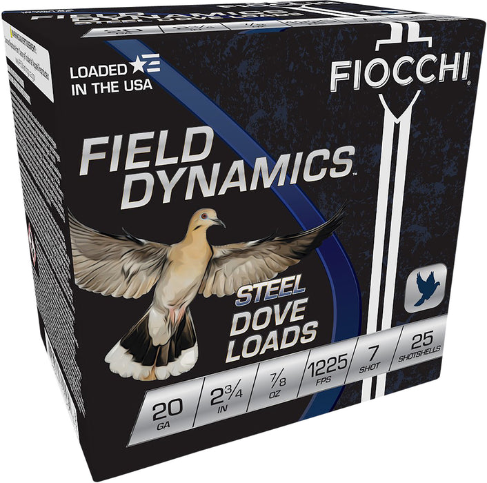 Fiocchi 20DLS7 Dove & Quail  20 Gauge 2.75" 7/8 oz 1225 fps 7 Shot 25 Bx/10 Cs