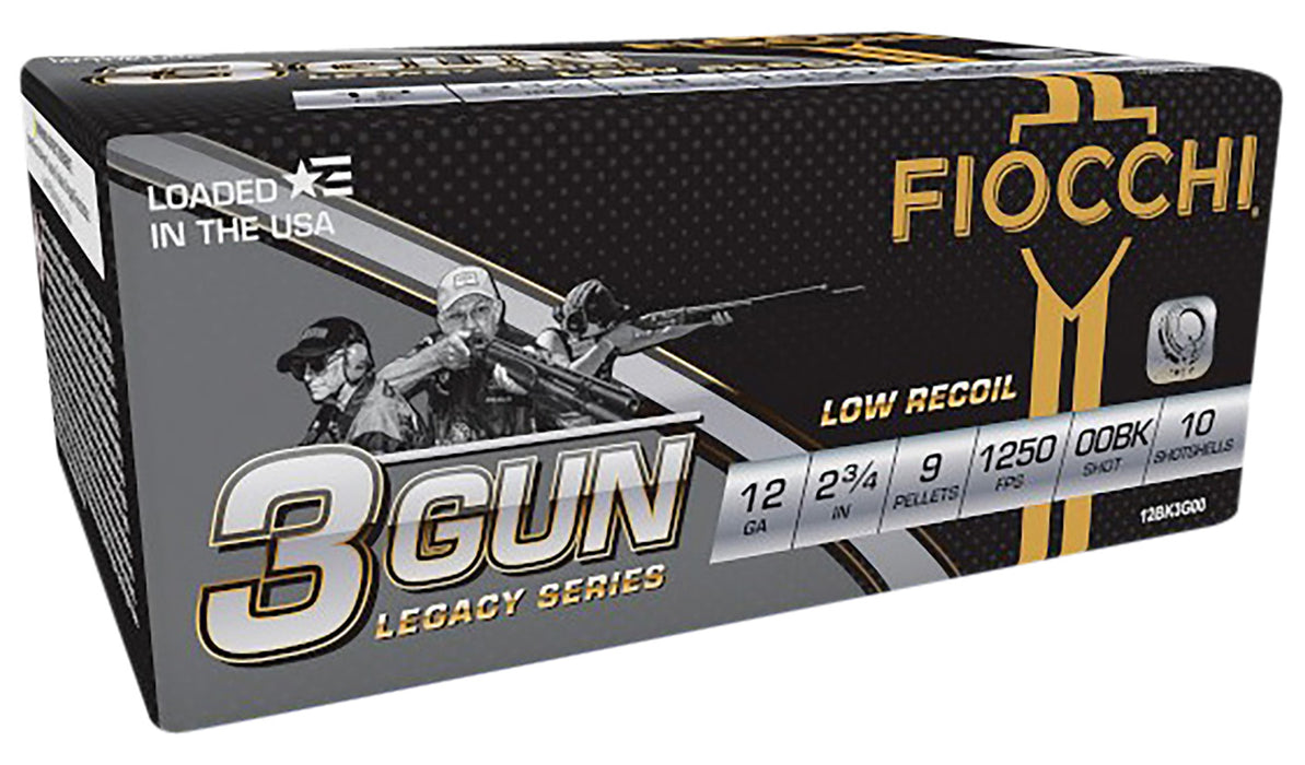 Fiocchi 12BK3G00 3 Gun Match 12 Gauge 2.75" 9 Pellets 00 Buck Shot 10 Bx/25 Cs