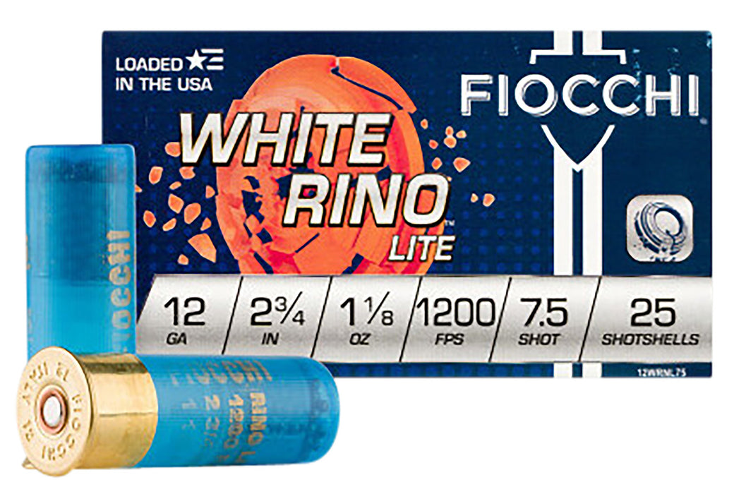 Fiocchi 12WRNL75 Exacta Target White Rino Lite 12 Gauge 2.75" 1 1/8 oz 7.5 Shot 25 Bx/10 Cs