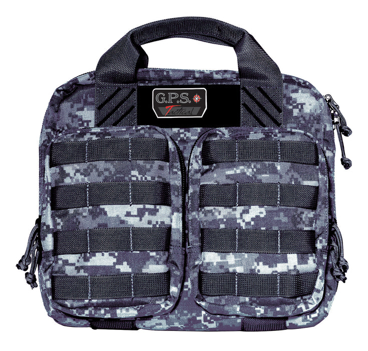 GPS Bags T1413PCG Tactical Double +2 Gray Digital 1000D Nylon Teflon Coating with Visual ID Storage System, Lockable YKK Zippers, MOLLE Webbing & Ammo Storage Pockets Holds UP To 4 Handguns