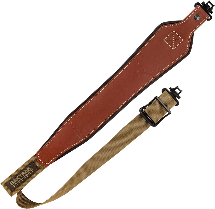 Allen 8391 BakTrak  Rifle/Shotgun Sling w/Swivels Brown Leather w/BakTrak Grip Panel, Adjustable Length 26" to 35", 1.25" Wide