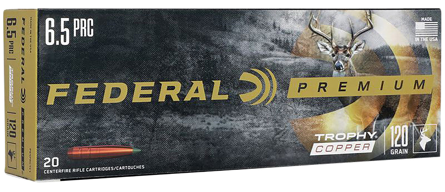 Federal P65PRCTC1 Premium  6.5 PRC 120 gr 3050 fps Trophy Copper (TC) 20 Bx/10 Cs