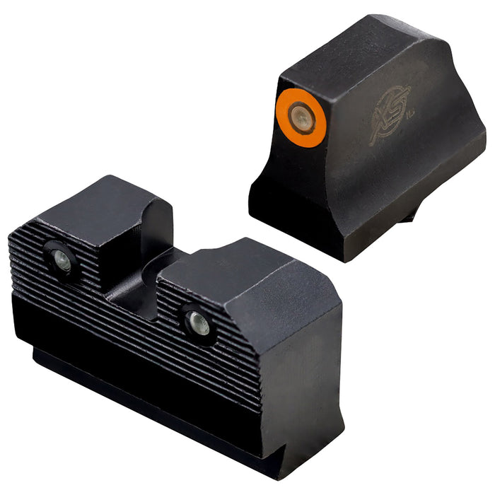 XS Sights GLR021P6N R3D  Night Sights fits Glock  Black | Green Tritium Orange Outline Front Sight Green Tritium  Rear Sight