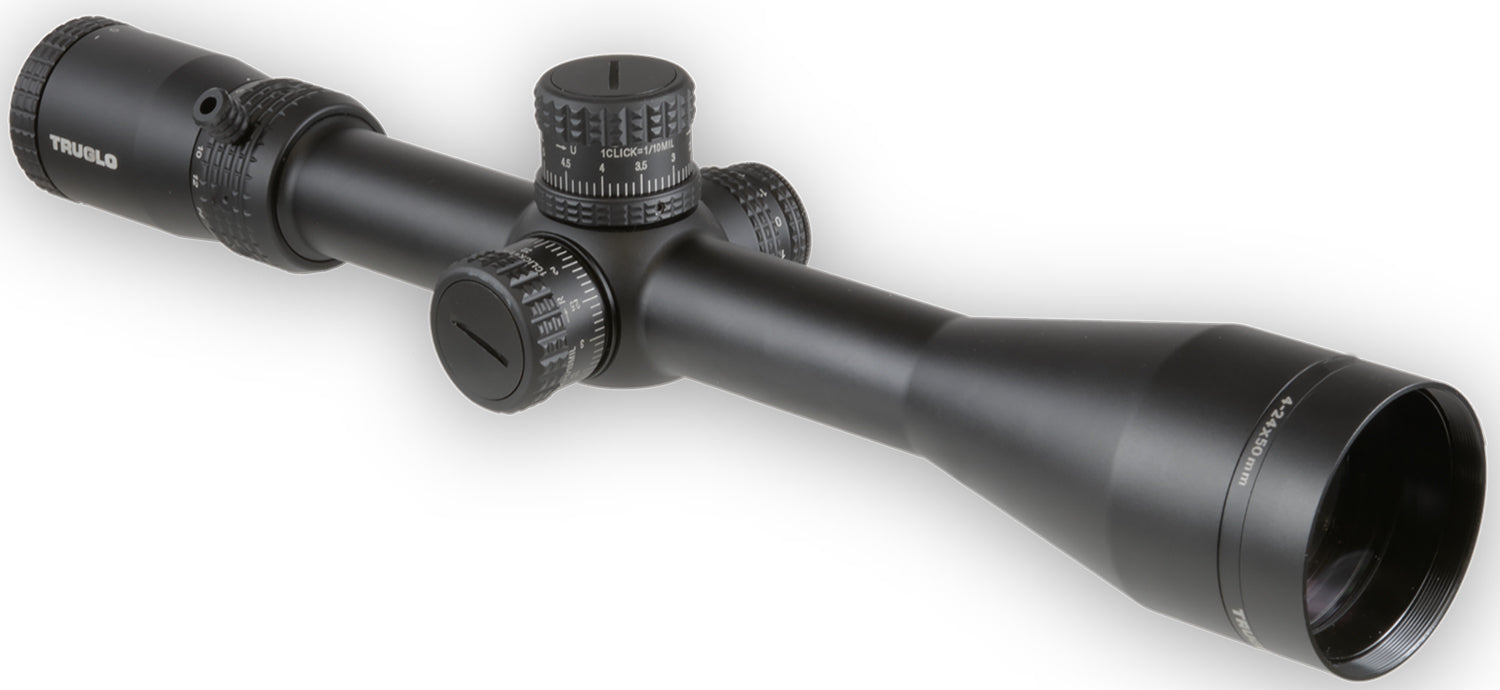 Truglo TG8542TF TX6  4-24x 50mm Obj 30mm Tube Black Finish Illuminated Milliradian  First Focal Plane