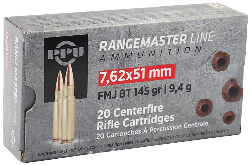 PPU PPRM762 Rangemaster  7.62x51mmNATO 145gr Full Metal Jacket Boat Tail 20 Per Box/25 Case