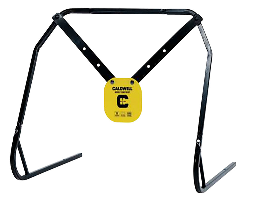 Caldwell 1140016 Gong & Target Stand  8" Yellow AR500 Steel Gong Hanging Includes XL Strap Hangers