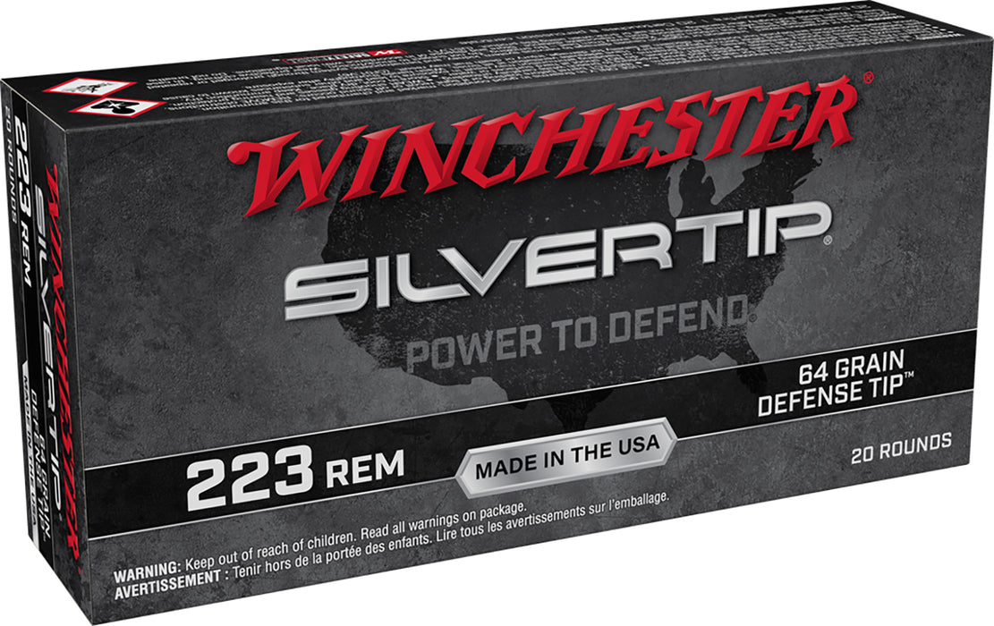Winchester Ammo W223ST Silvertip  223Rem 64gr Defense Tip 20 Per Box/10 Case