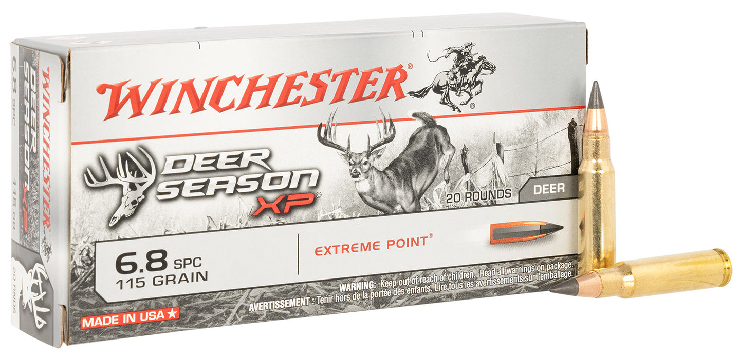 Winchester Ammo X68SPCDS Deer Season XP  6.8mm Rem SPC 115 gr 2625 fps Extreme Point 20 Bx/10 Cs