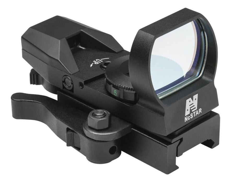 NcStar D4BQ Red Four Reticle Reflex-QR Mount  Black Anodized, 1x24mm x 34mm, 3 MOA Multi Reticle Rifle Features QR Mount