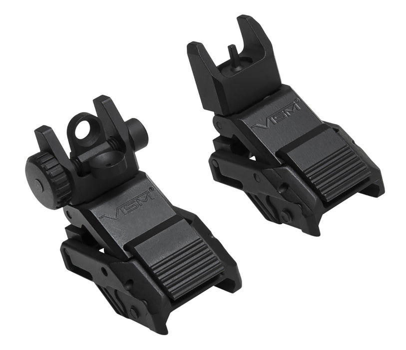 NcStar VMARFLC Pro Series Flip Up Front and Rear Sights  Black Flip Up for AR-Platform