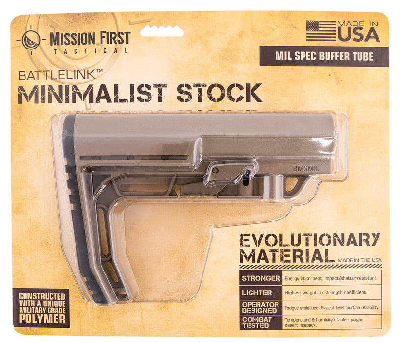 Mission First Tactical BMSMILSDE Battlelink Minimalist Mil-Spec Scorched Dark Earth, Synthetic, 7.08" OAL