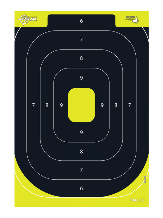 EZ-Aim 15372 Splash Reactive Target IPSC Silhouette Paper Hanging 12.50" W X 18.25" H Black/Yellow 8 Per Pkg