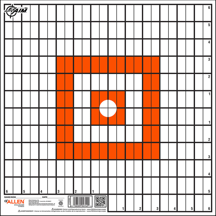 EZ-Aim 15495 Paper Targets  Grid Paper Hanging 12" x 12" Orange/White 12 PK