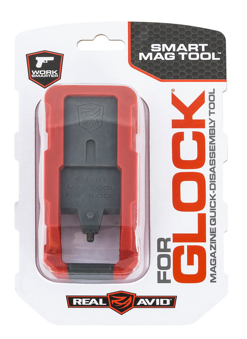 Real Avid AVGLOCKMT Smart Mag Tool  Compatible w/Glock, Gray/Red Plastic