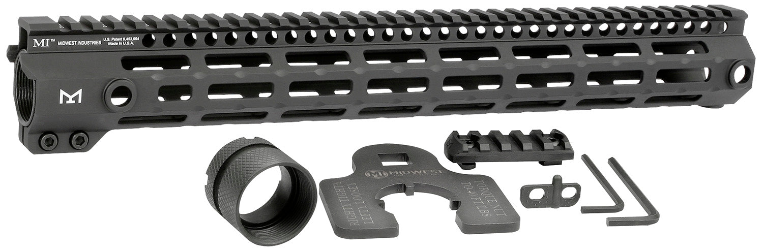 Midwest Industries MIG4M15 Tactical G4M Handguard AR-15 Black Hardcoat Anodized Black 15' 6061-T6 Aluminum M-LOK