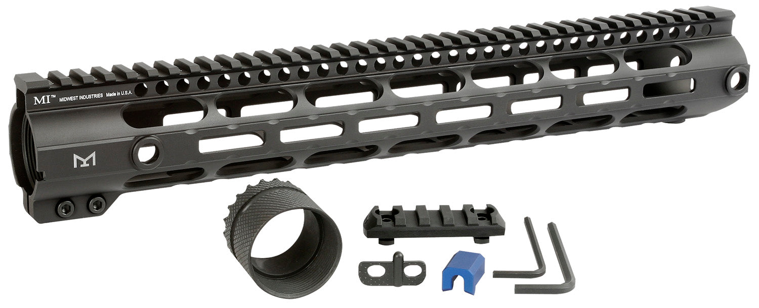 Midwest Industries MICRL30815  Combat Handguard AR-308/LR-308 Black Hardcoat Anodized 15" 6061-T6 Aluminum