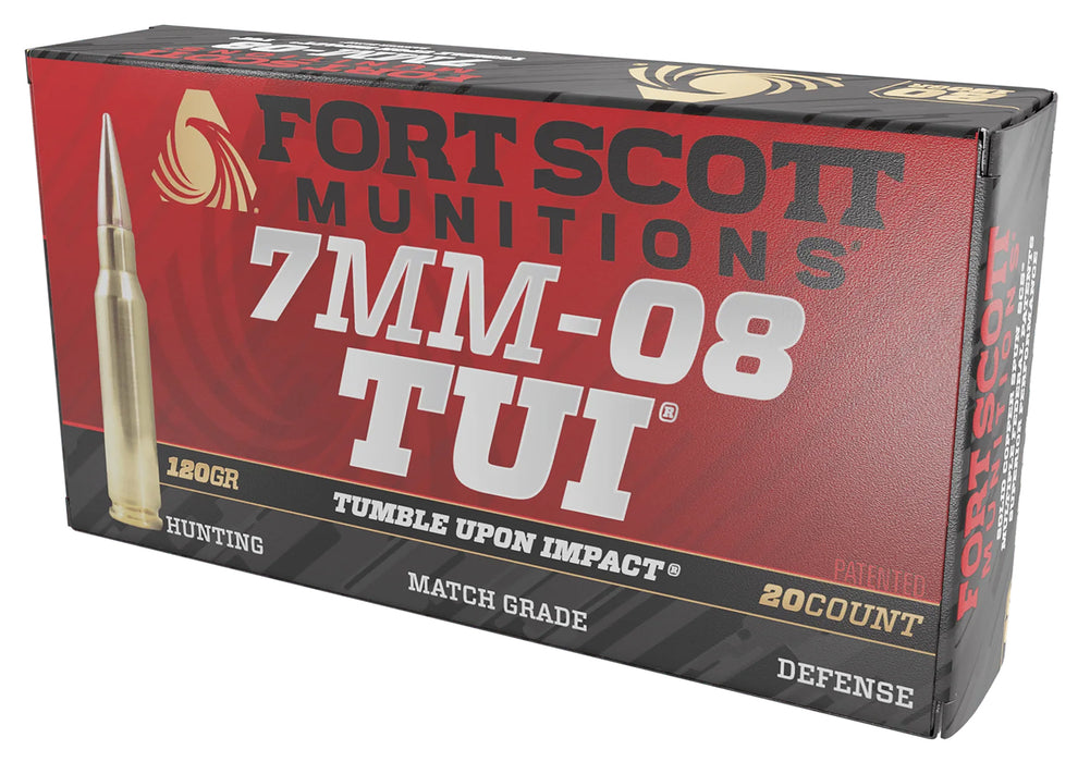 Fort Scott Munitions 7MM08120SCV1 Tumble Upon Impact (TUI)  7mm-08 Rem 120 gr 3019 fps Solid Copper Spun (SCS) 20 Bx/10 Cs