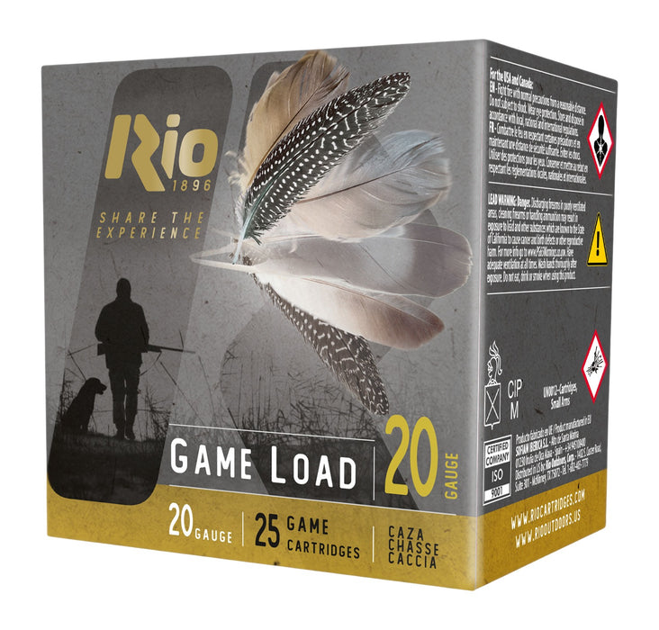 Rio Ammunition RC206 Game Load  20Gauge 2.75" 1oz 6Shot 25 Per Box/10 Case