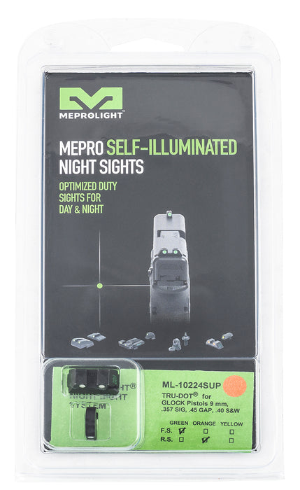 Meprolight USA 102243391 Tru-Dot  Black | Green Tritium Suppressor Height Front Sight Orange Tritium Suppressor Height Rear Sight Set