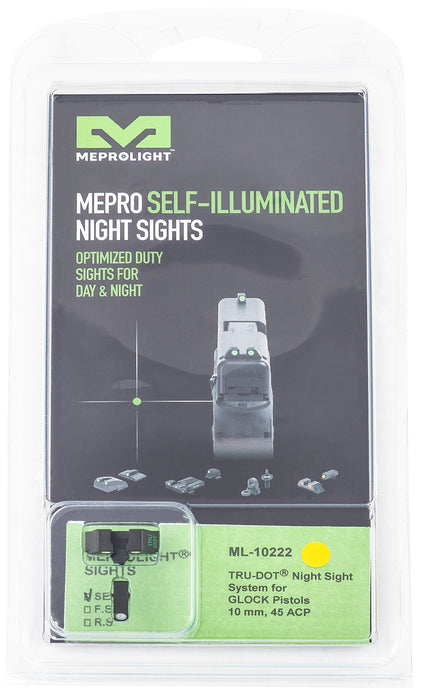 Meprolight USA 102223201 Tru-Dot  Black | Green Tritium Front Sight Yellow Tritium Rear Sight Set