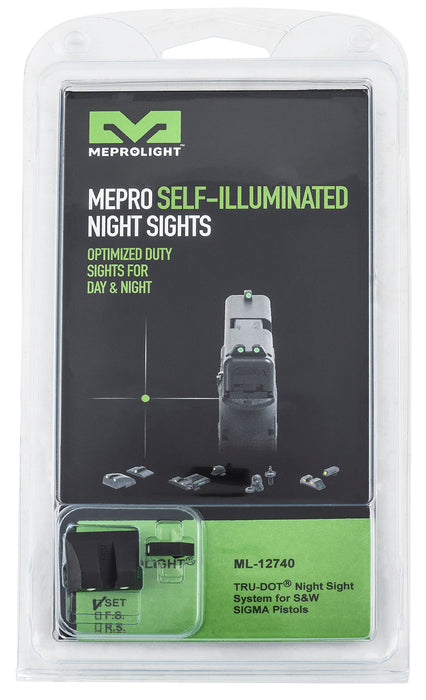 Meprolight USA 127403101 Tru-Dot  Black | Green Tritium Front Sight Green Tritium Rear Sight Set