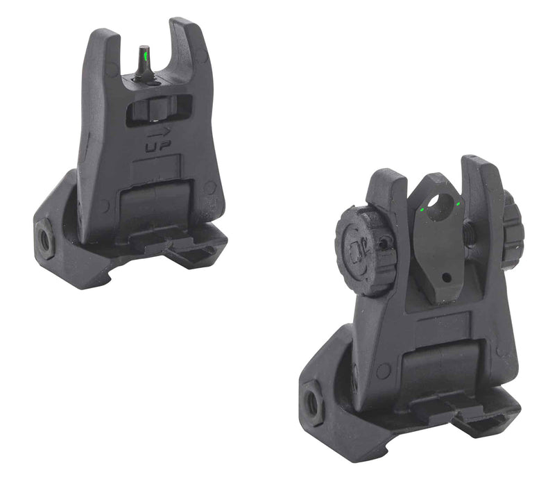 Meprolight USA 404100 FUBS Self Illuminated Flip Backup Sights  Black Green Tritium Front & Rear for AR-15