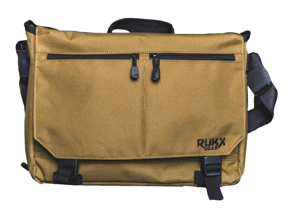 Rukx Gear ATICTBBT Discrete Carry Business Bag Tan with Hidden Pistol Compartment, 16" Laptop Sleeve, 9 Interior Pockets, 3 Exterior Pockets & Mil-Spec Buckles 15" W x 11" H Interior Dimensions