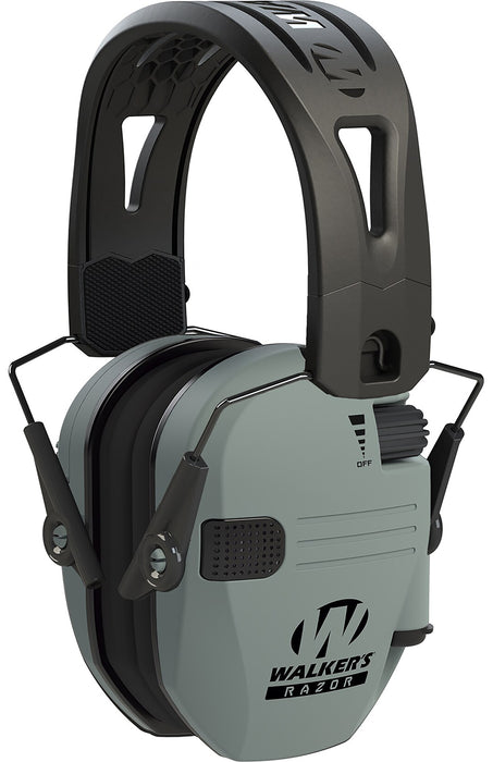 Walker's GWPRSEMRHBGY Razor Slim Electronic Muff 23 dB Over the Head Battleship Gray/Black Polymer