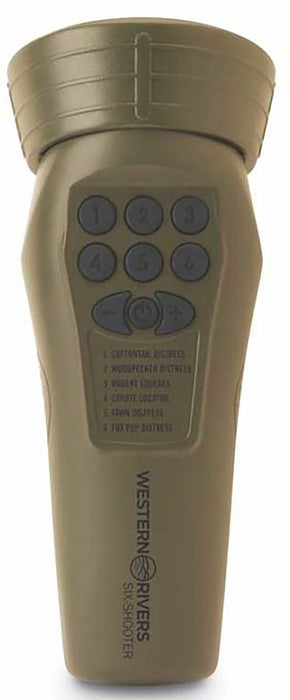 Western Rivers WRC-GC6S Mantis Six Shooter Electronic Call Multiple Sounds Attracts Predators Brown Plastic