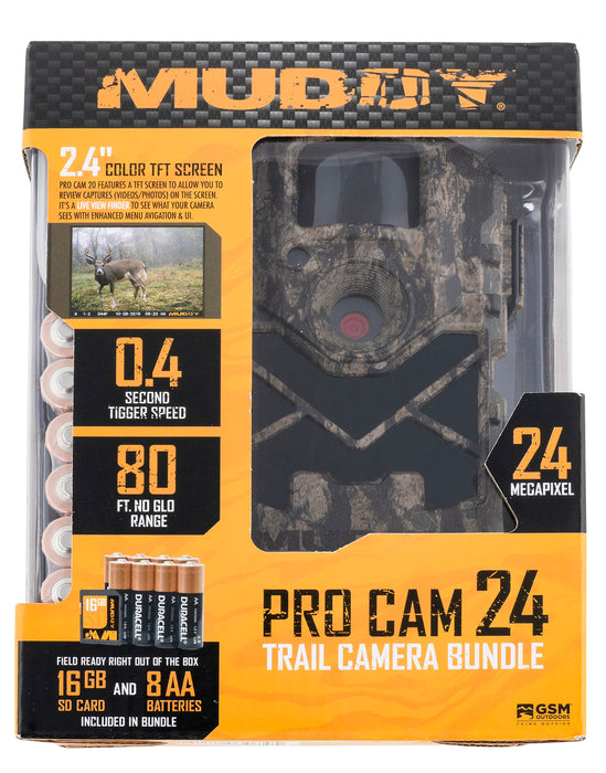 Muddy MUDMTC24VK Pro-Cam 24 Combo Bark Camo LCD Display 24 MP Resolution Invisible Flash SD Card Slot/Up to 32GB Memory