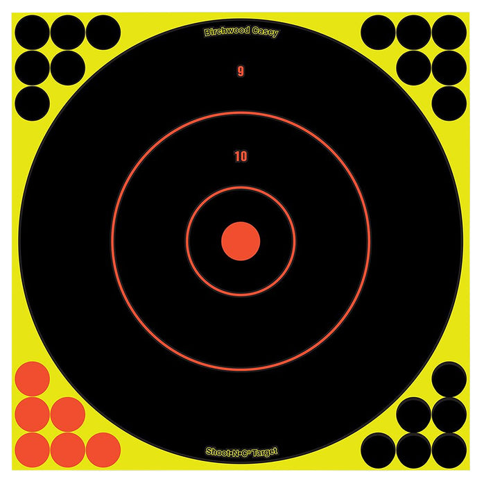 Birchwood Casey 34050 Shoot-N-C Reactive Target Bullseye Adhesive Paper Target 12" 50 Per Pkg