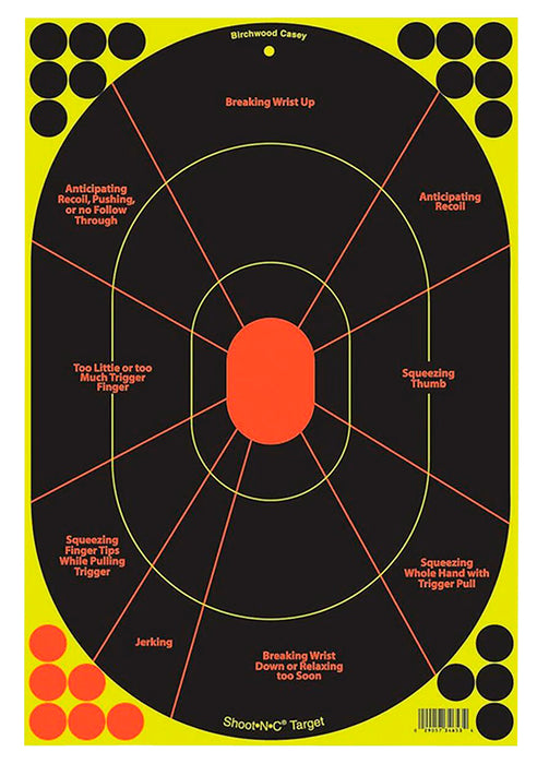 Birchwood Casey 34657 Shoot-N-C Reactive Target Bullseye Adhesive Paper Target 12" x 18" 40 Per Pkg