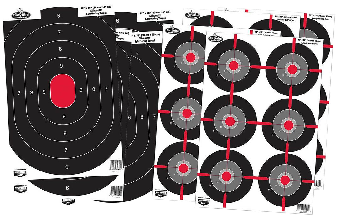 Birchwood Casey 35725 Dirty Bird Combo Pack Silhouette/Bullseye Paper Target 12" x 18" 8 Per Pkg