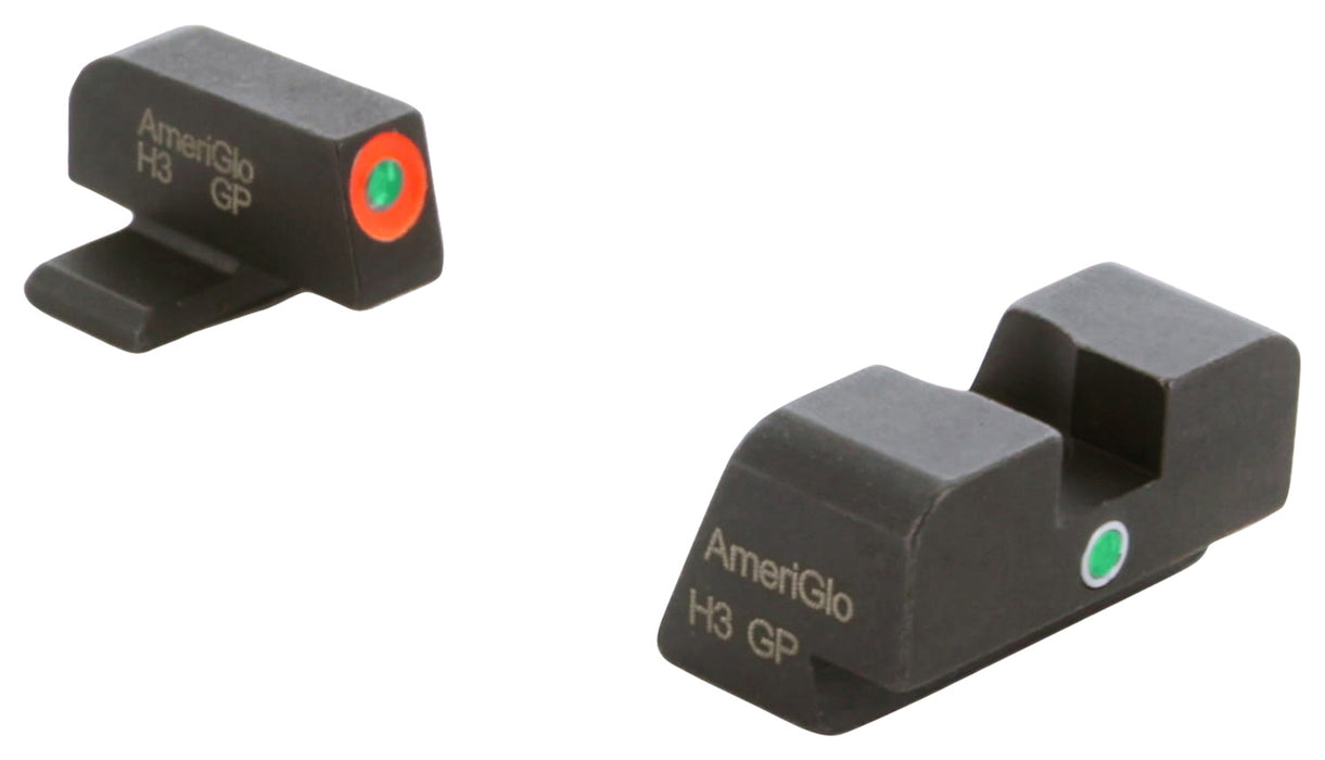 AmeriGlo XD201 i-Dot Sight set for Springfield Armory XD  Black | Green Tritium with Orange Outline Front Sight Green Tritium i-Dot Rear Sight