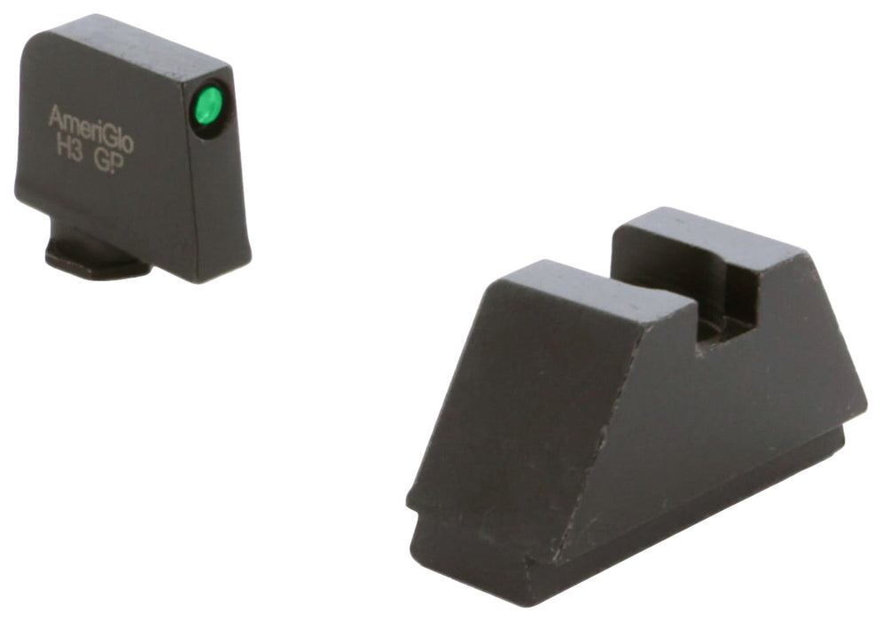 AmeriGlo GL810 Optic Compatible Sight Set for Glock  Black | 2XL Tall Green Tritium with Black Outline Front Sight 2XL Tall Black Rear Sight