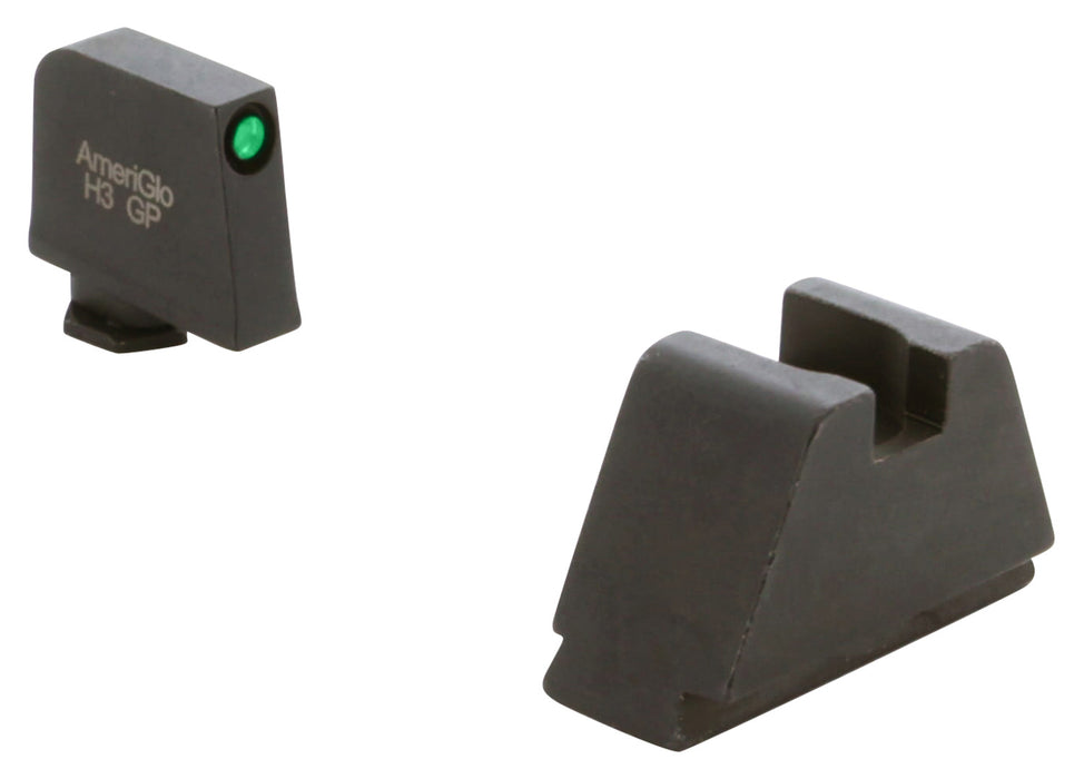 AmeriGlo GL811 Optic Compatible Sight Set for Glock  Black | 3XL Tall Green Tritium with Black Outline Front Sight 3XL Tall Black Rear Sight