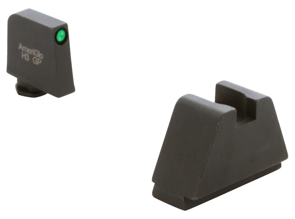 AmeriGlo GL812 Optic Compatible Sight Set for Glock  Black | 5XL Tall Green Tritium with Black Outline Front Sight 5XL Tall Black Rear Sight