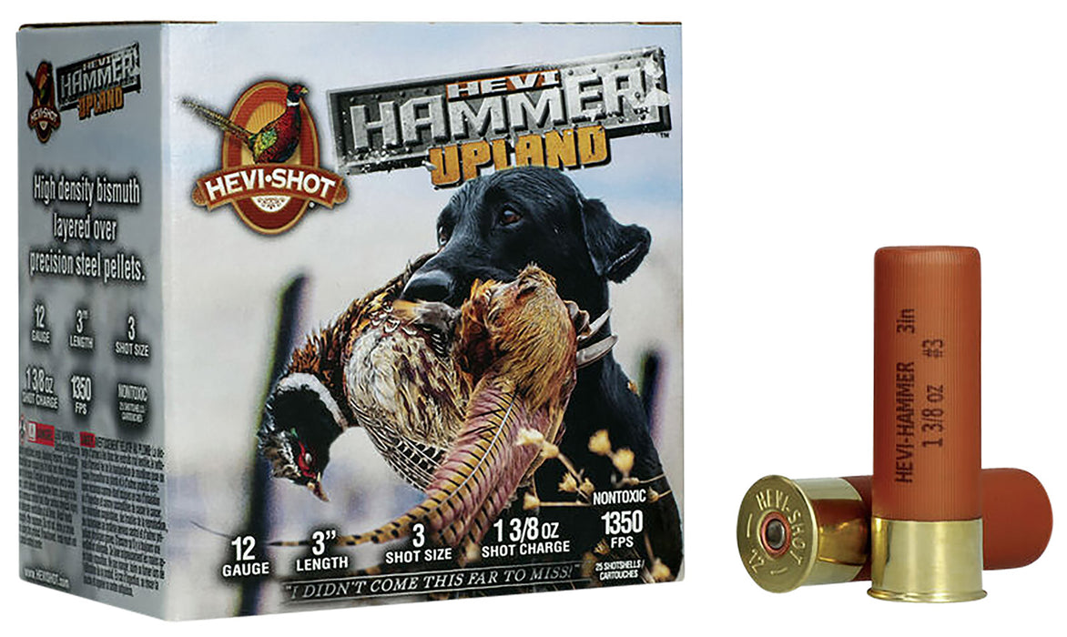 HEVI-Shot HS29113 HEVI-Hammer Upland 12 Gauge 3" 1 3/8 oz 1350 fps Steel, Bismuth 3 Shot 25 Bx/10 Cs