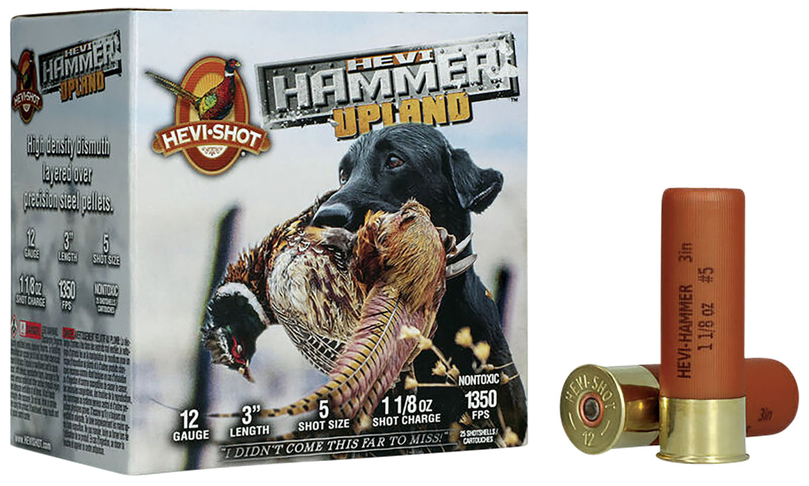 HEVI-Shot HS29125 HEVI-Hammer Upland 12 Gauge 3" 1 1/8 oz 1350 fps Steel, Bismuth 5 Shot 25 Bx/10 Cs