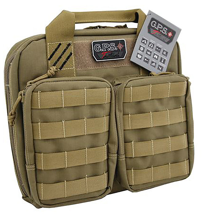 GPS Bags T1411PCT Tactical Double +2 Tan 1000D Nylon Teflon Coating Holds 4 Handguns