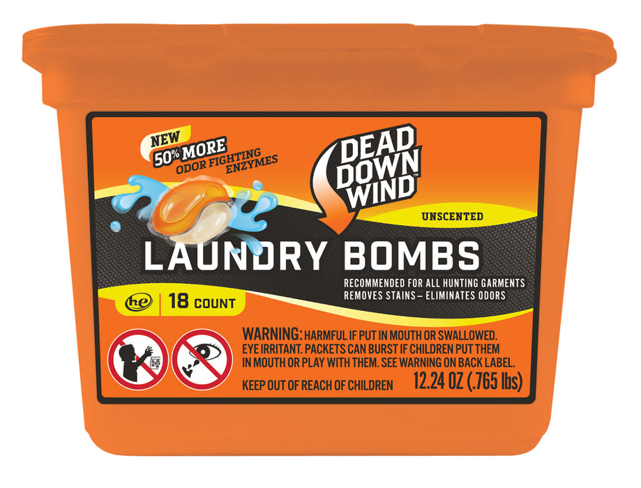 Dead Down Wind 118318 Laundry Bombs  Odor Eliminator Unscented Scent 12.24 oz Tub 18 count