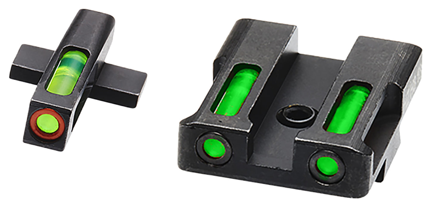 HiViz XDN521 LiteWave H3 Tritium/LitePipe Springfield Armory XD Sight Set  Black | Green Tritium with Orange Outline Front Sight Green Fiber Optic Rear Sight