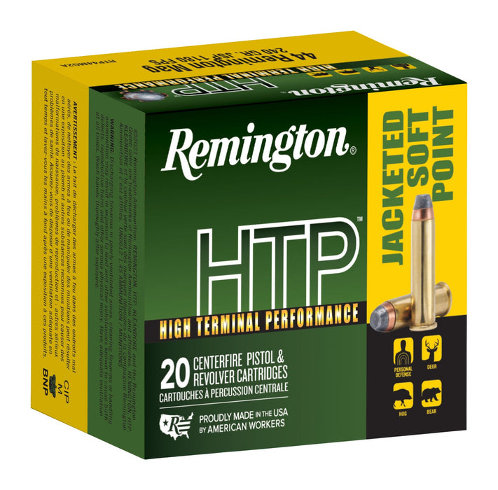 Remington Ammunition 23002 HTP  44RemMag 240gr Jacketed Soft Point 20 Per Box/25 Case