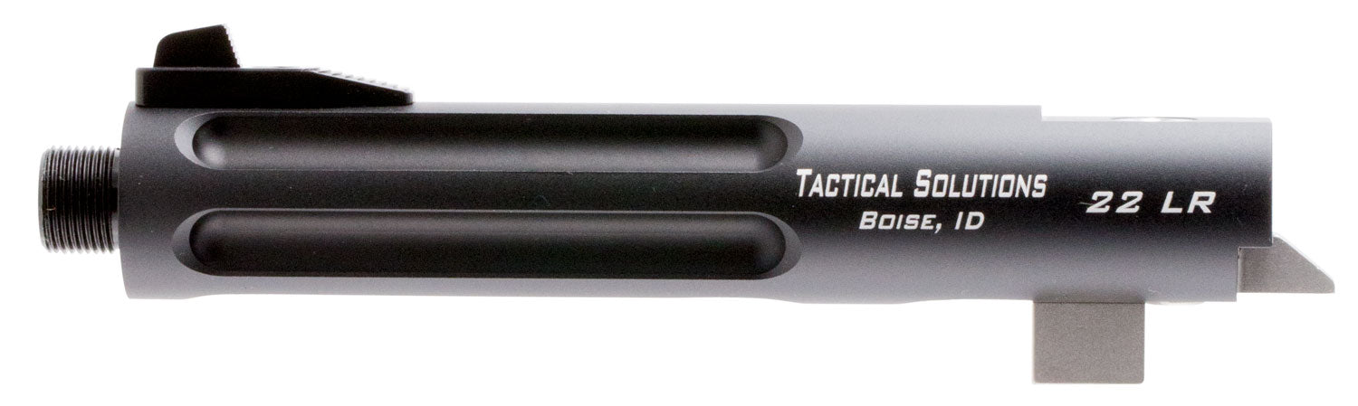 Tactical Solutions TL55TEMBRF Trail-Lite Barrel 22 LR 5.50" Black Matte Finish 6061-T6 Aluminum Material with Fluting, Threading & Fiber Optic Front Sight for Browning Buck Mark