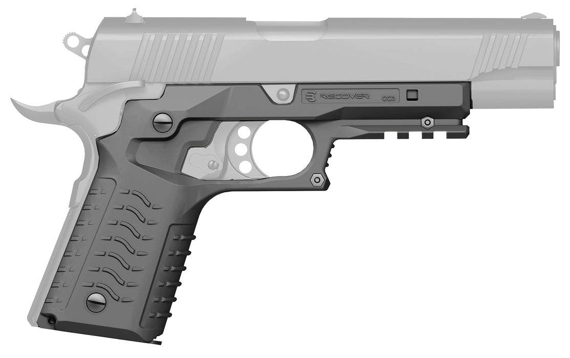 Recover Tactical CC3H04 Grip & Rail System  Gray Polymer Picatinny for Standard Frame 1911